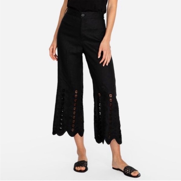 Johnny Was Jade Reine Cropped Pants Black Embroidered Size...